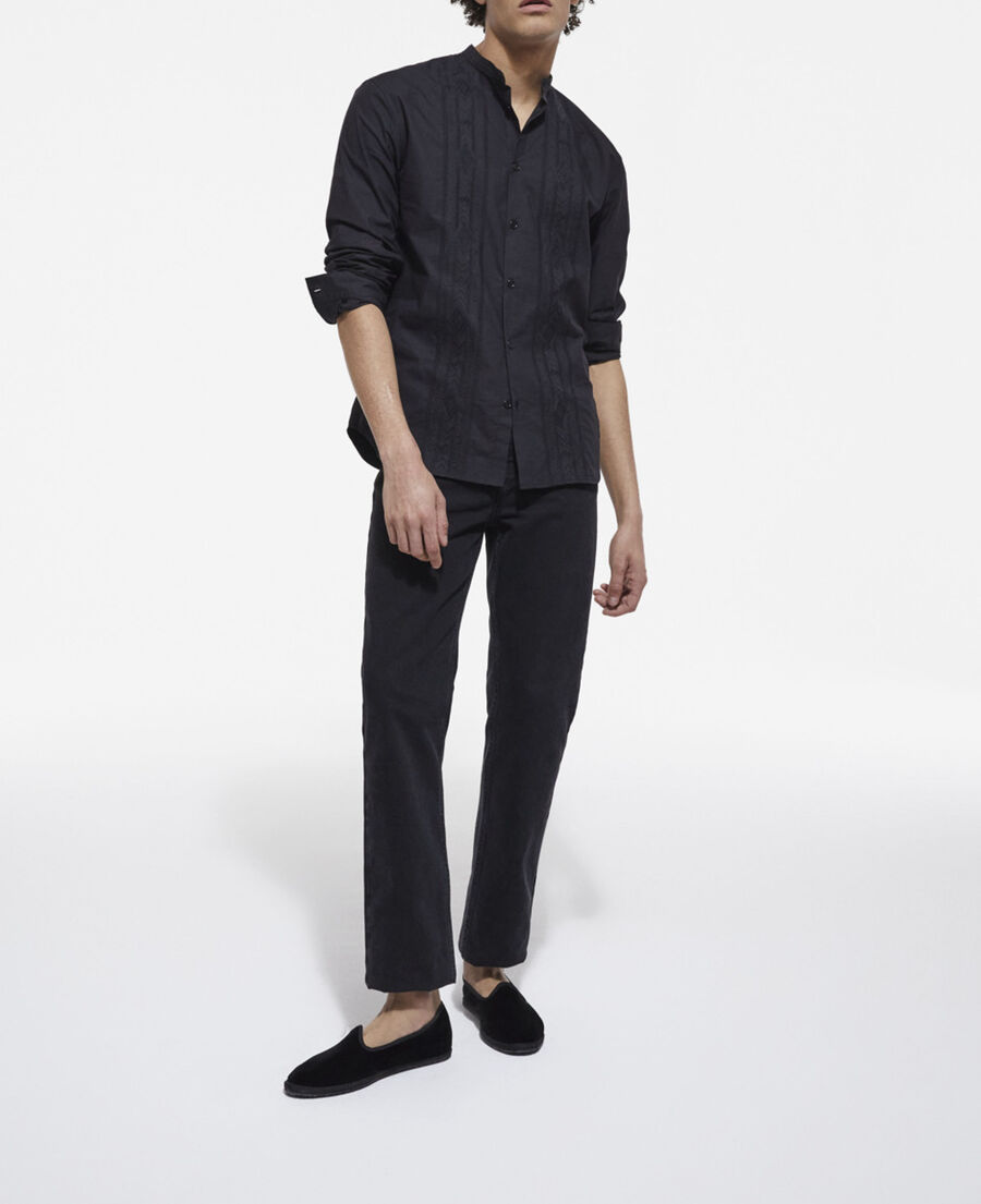 The Kooples HOMME BLACK chemise col mao noire