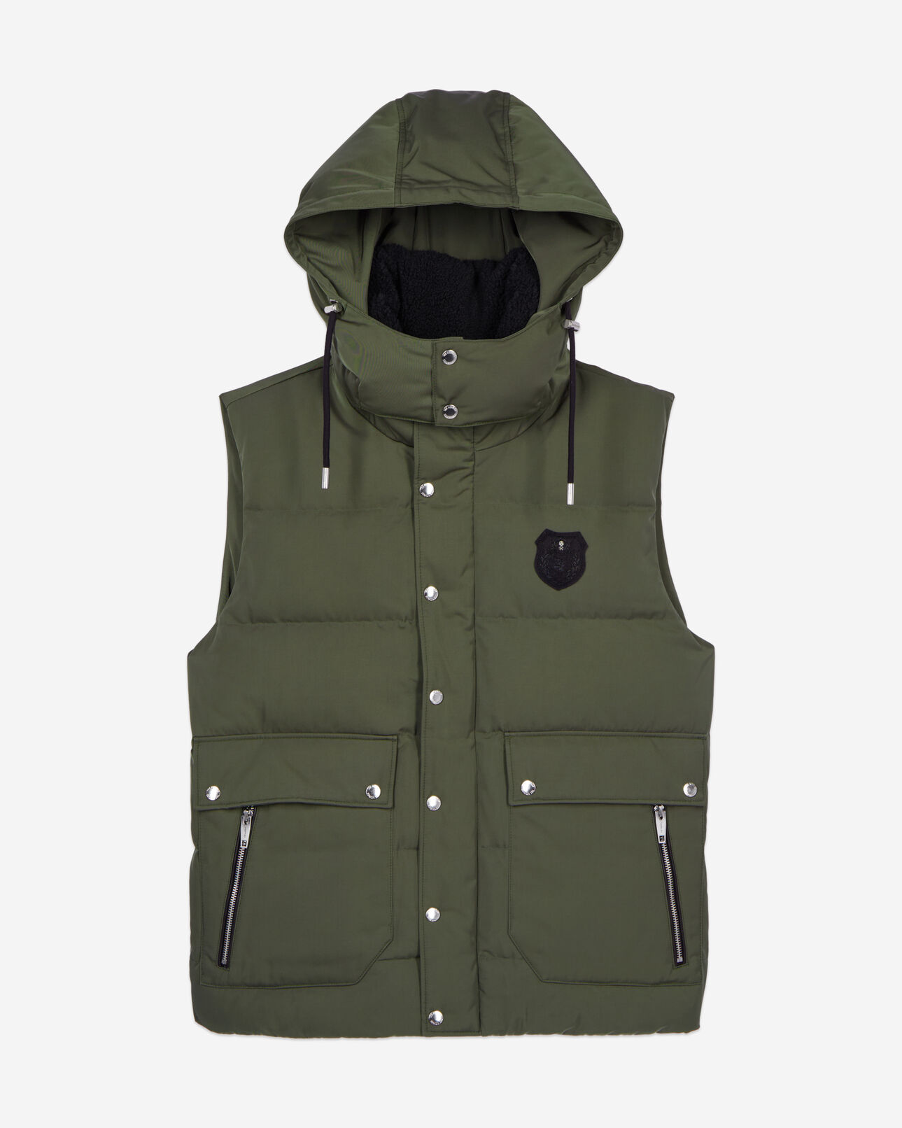 The Kooples MEN OLIVE khaki sleeveless down jacket