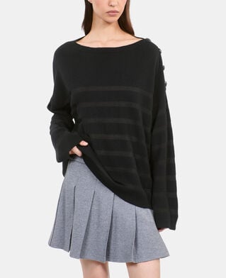 The Kooples WOMEN BLACK striped wool and cashmere sweater