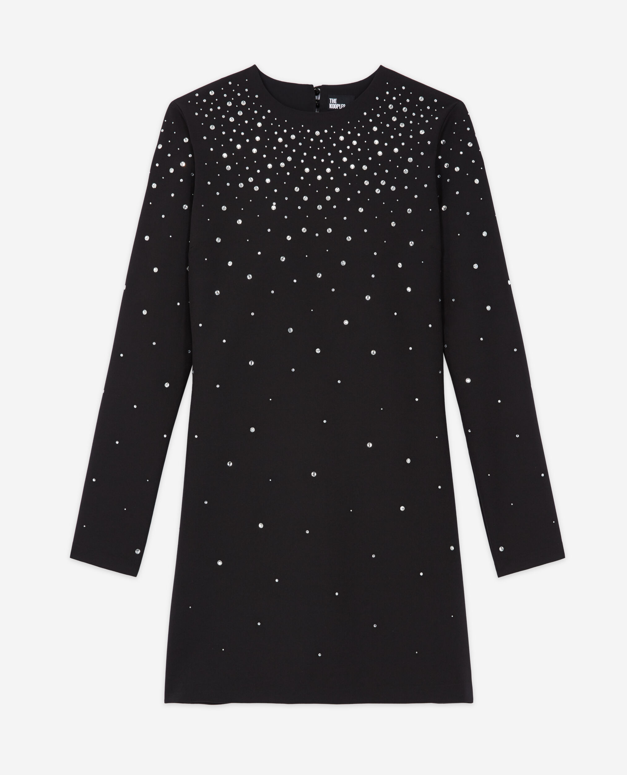 Short black dress with rhinestones, BLACK, hi-res image number null