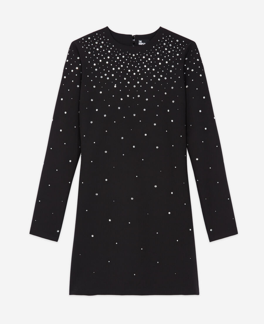 robe courte détails strass noire