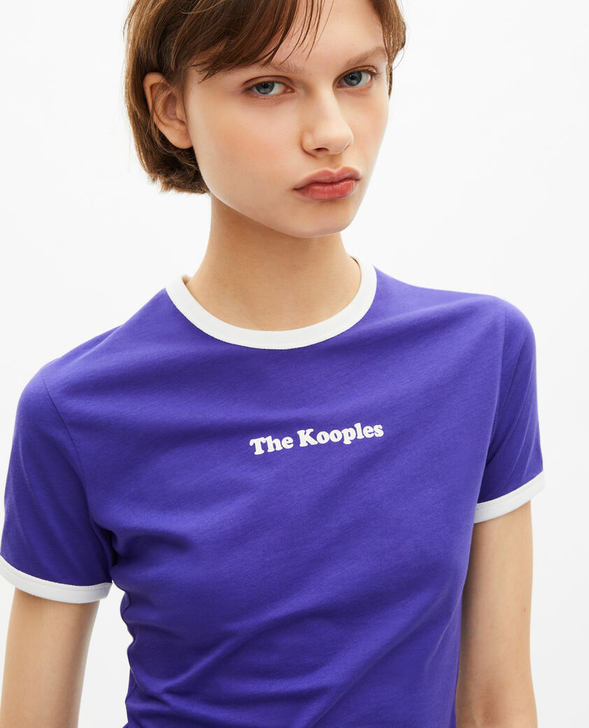 The Kooples FEMME ELECTRIC BLUE t-shirt avec s&eacute;rigraphie violet