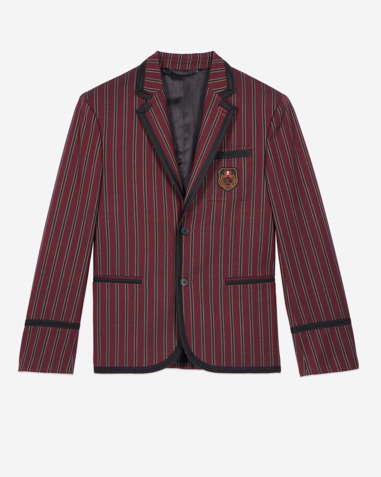 The Kooples MEN BLACK - RED striped wool-blend jacket