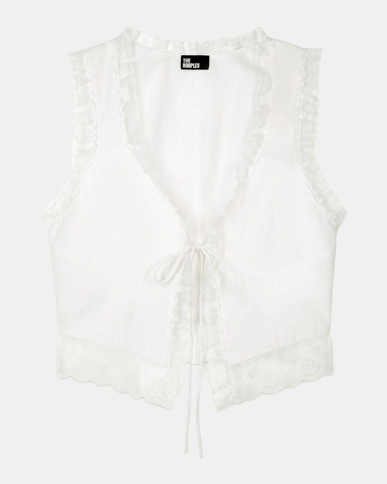 The Kooples FEMME ECRU top sans manches avec dentelle écru