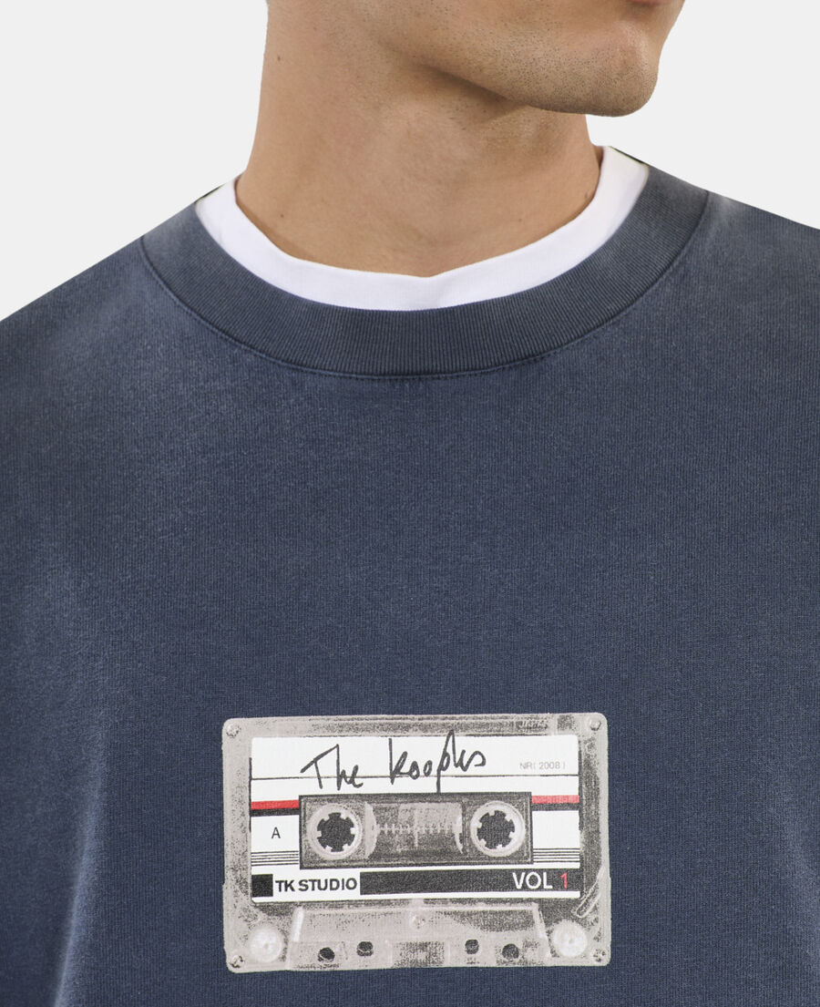 The Kooples MEN CARBONE carbon blue screen printed t-shirt