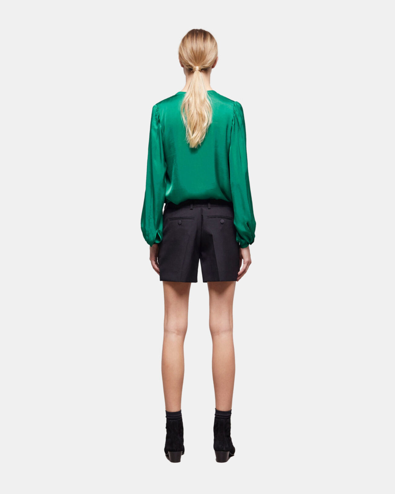 The Kooples FEMME BLACK short en laine noir