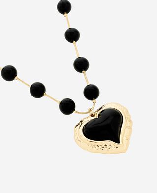The Kooples FEMME GOLD collier perles et pendentif cœur noir