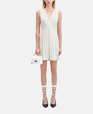 The Kooples FEMME WHITE robe courte tissu crinkle blanche