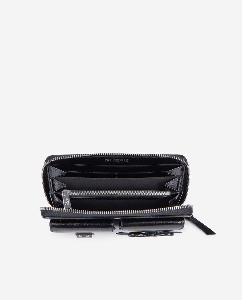 The Kooples DAMEN BLACK amelia geldbörse aus schwarzem leder