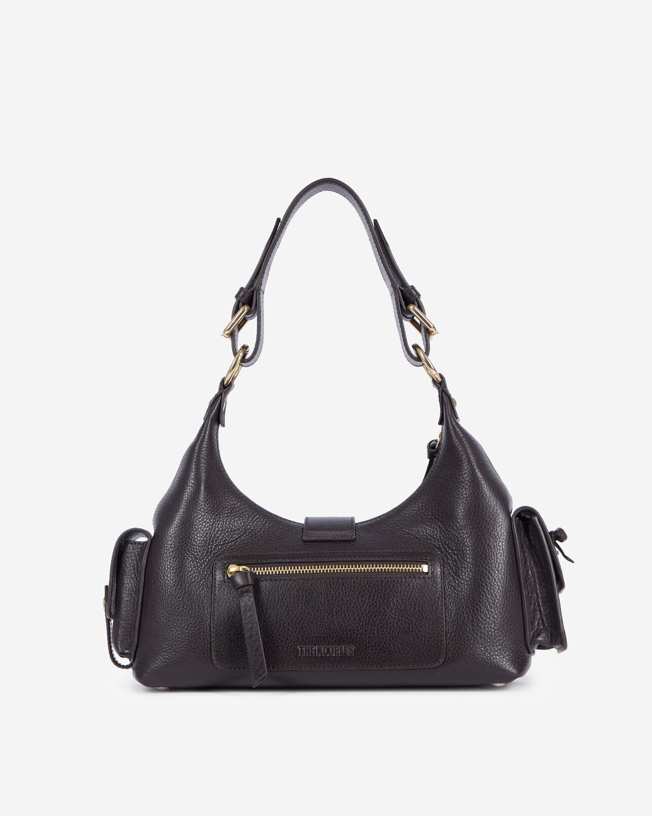 The Kooples DAMEN BROWN braune amelia tasche aus genarbtes leder