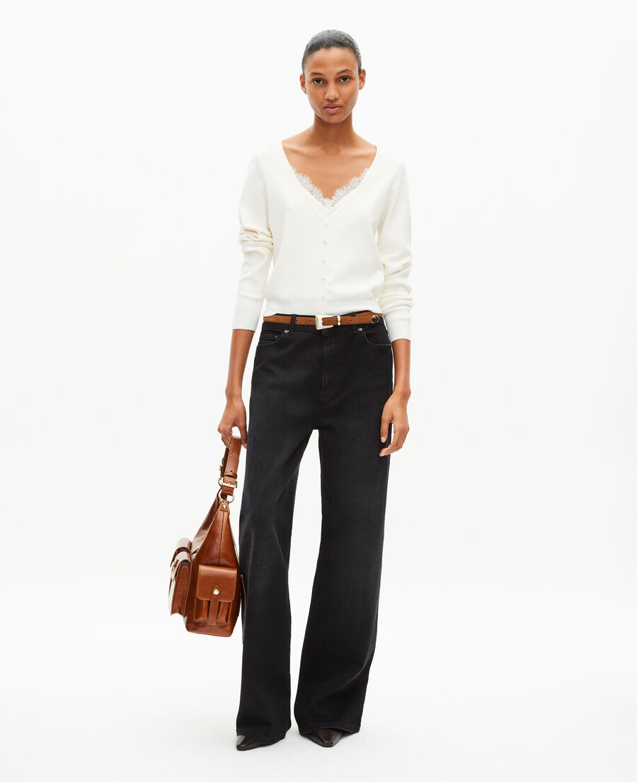 The Kooples WOMEN LIGHT BEIGE trompe l'oeil effect sweater with ecru lace