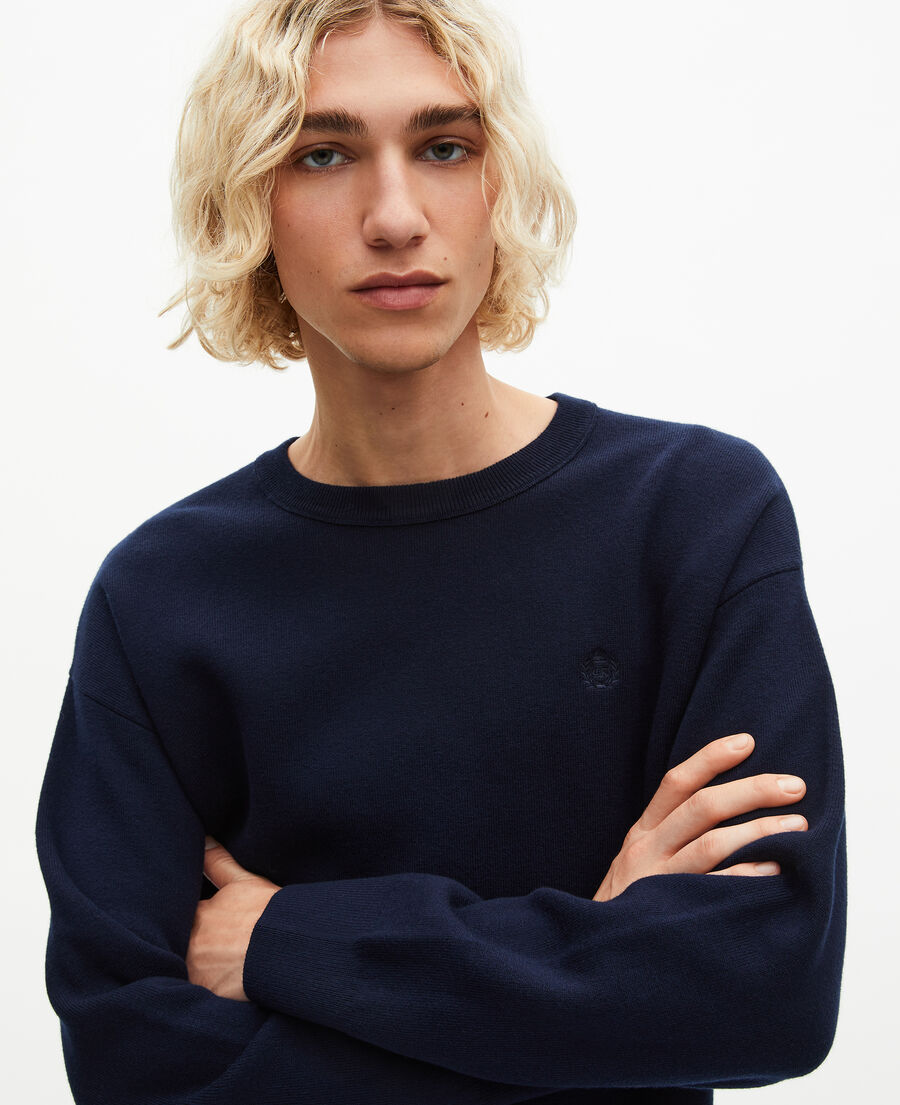 The Kooples MEN NAVY navy double-sided wool crew neck sweater