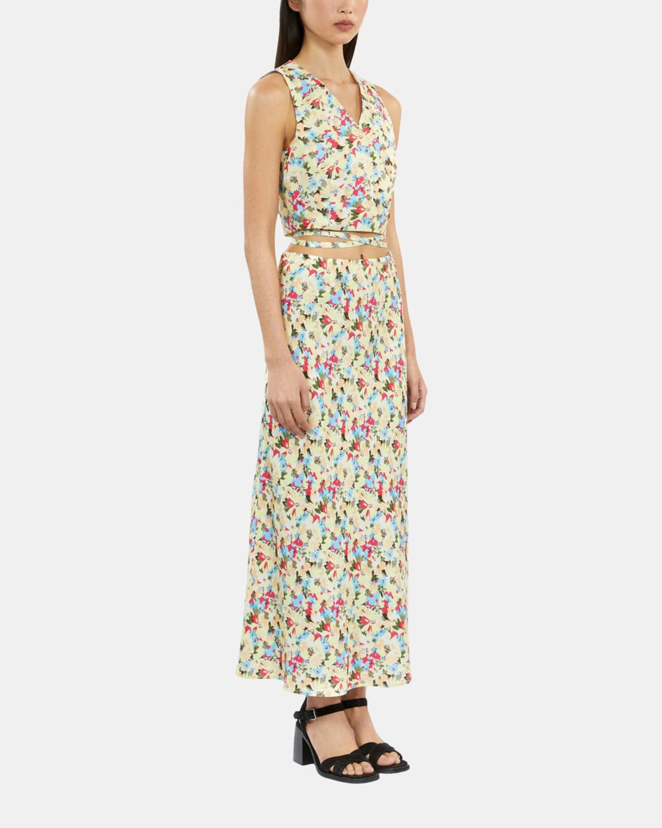 The Kooples WOMEN YELLOW printed short wrap top