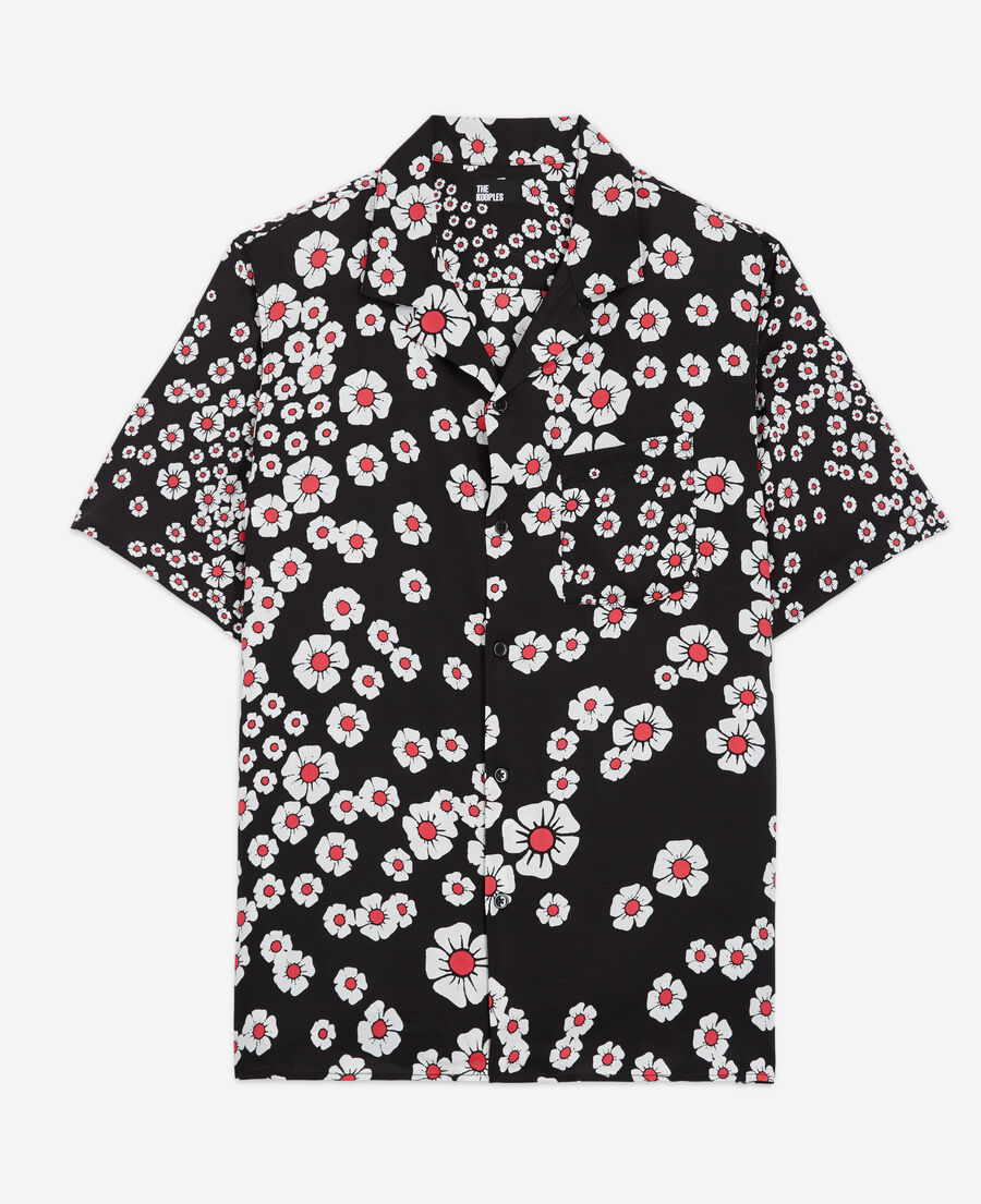 camisa floral con cuello hawaiano