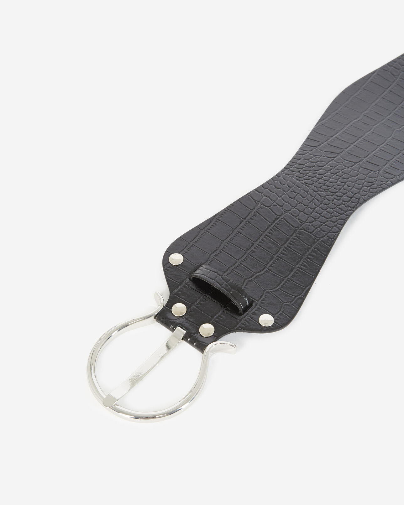 The Kooples WOMEN BLACK black large leather belt with silver buckle