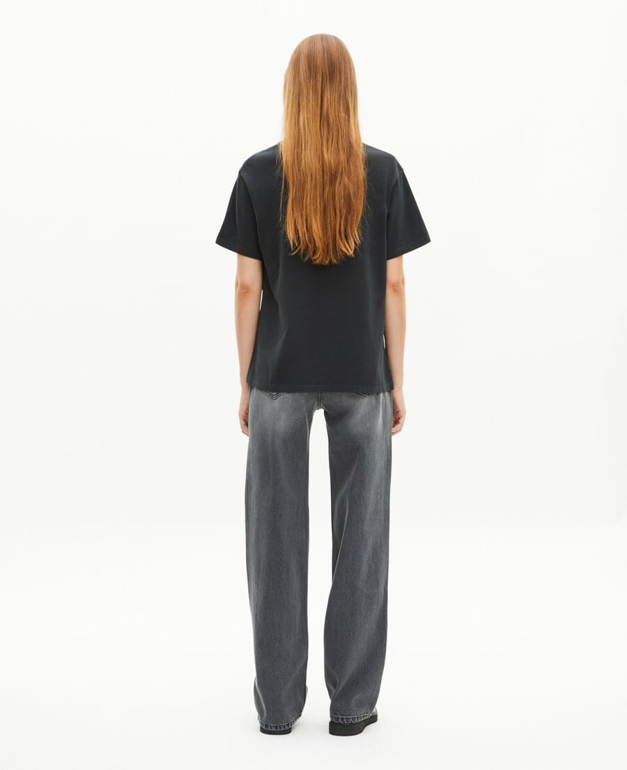 The Kooples WOMEN BLACK WASHED t-shirt with black screen print