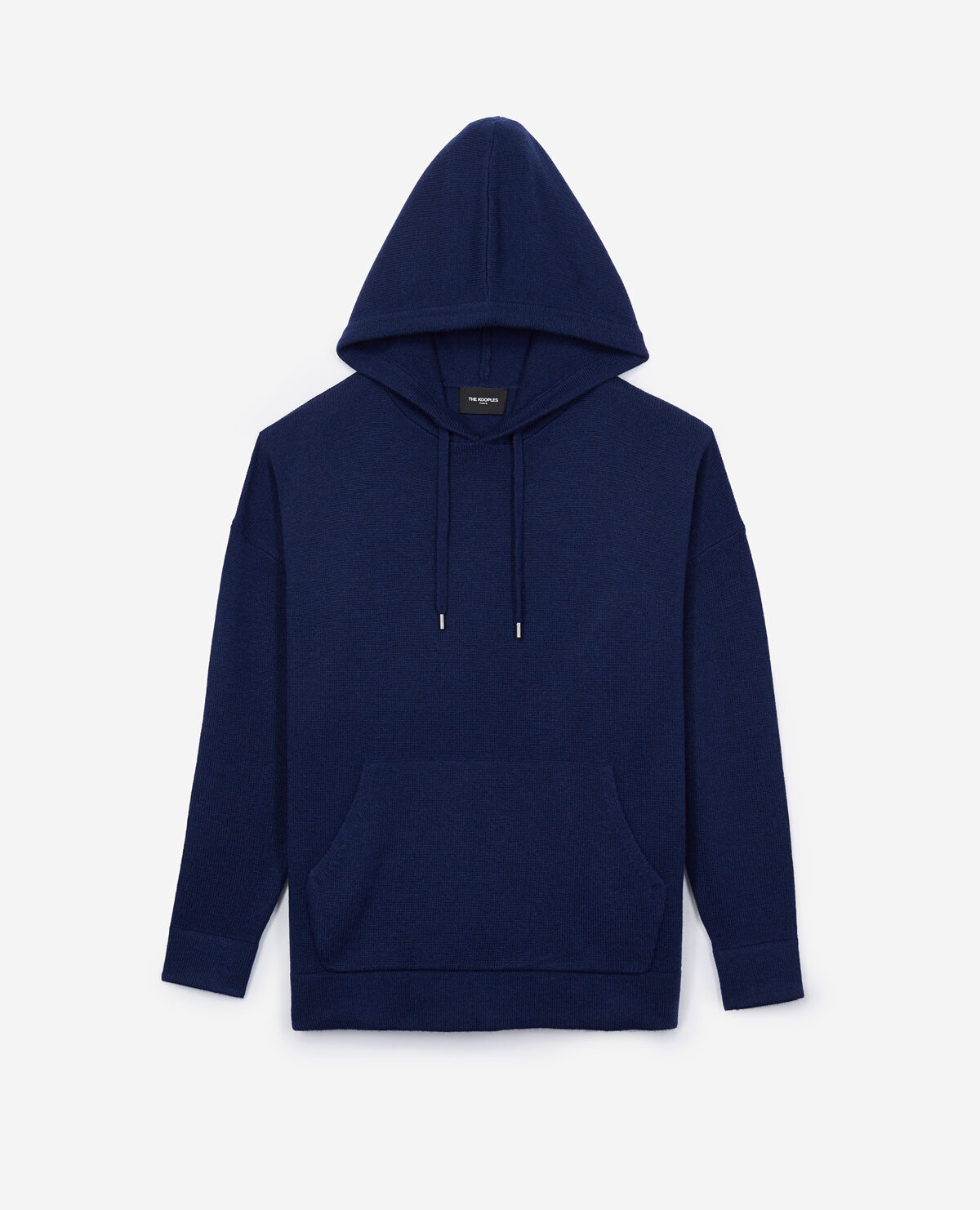 Pull capuche laine cachemire marine