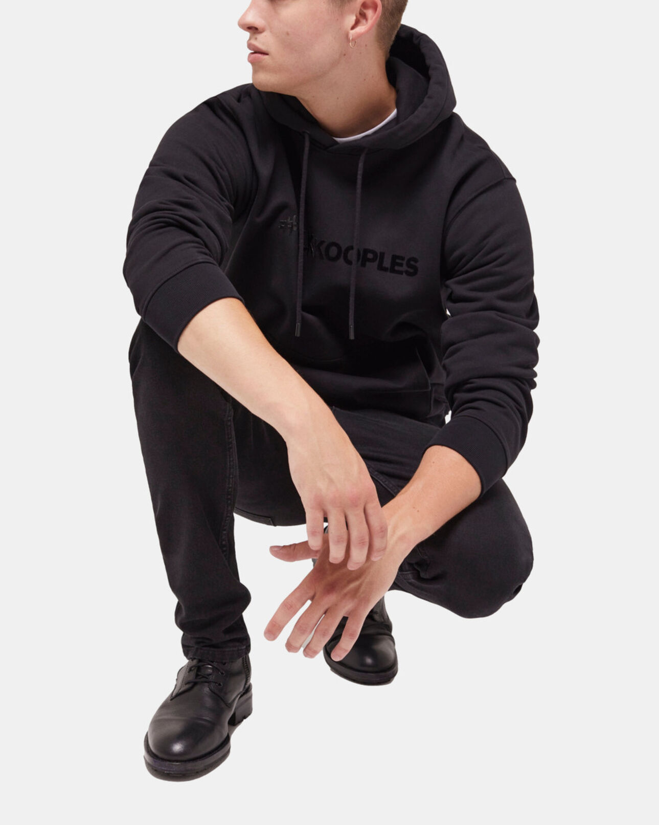 The Kooples MEN BLACK black logo hoodie