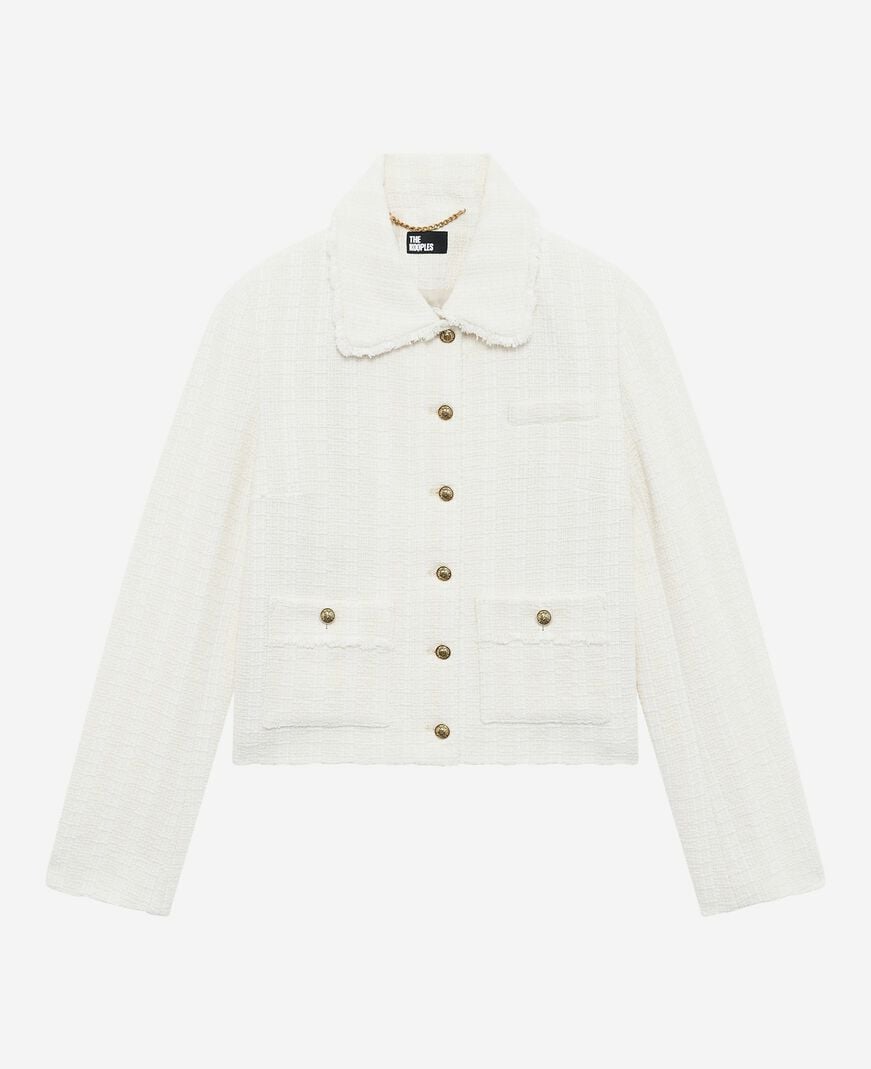 The Kooples FEMME ECRU veste en tweed écrue