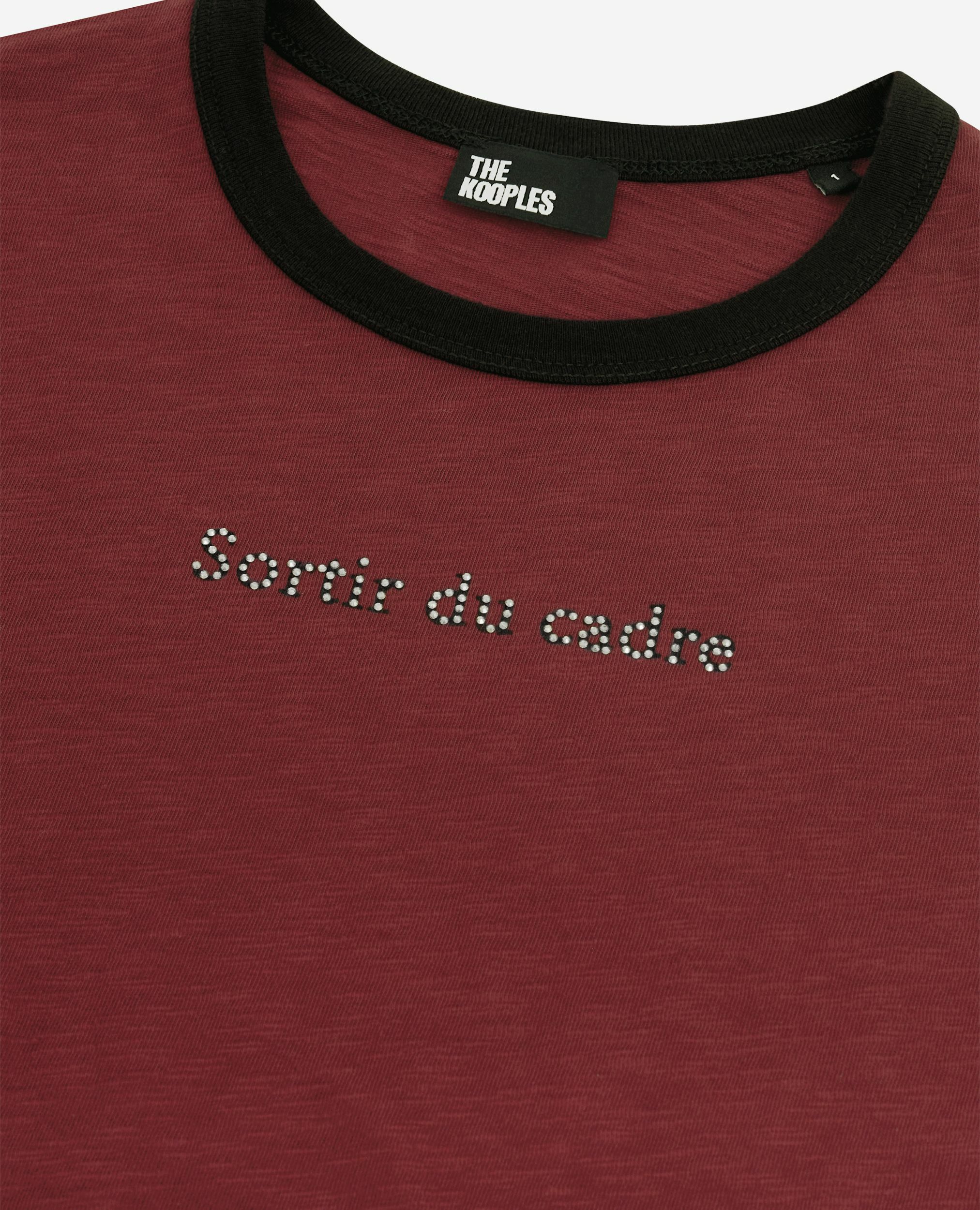 T-shirt with red rhinestone screen print, WINE RED, hi-res image number null