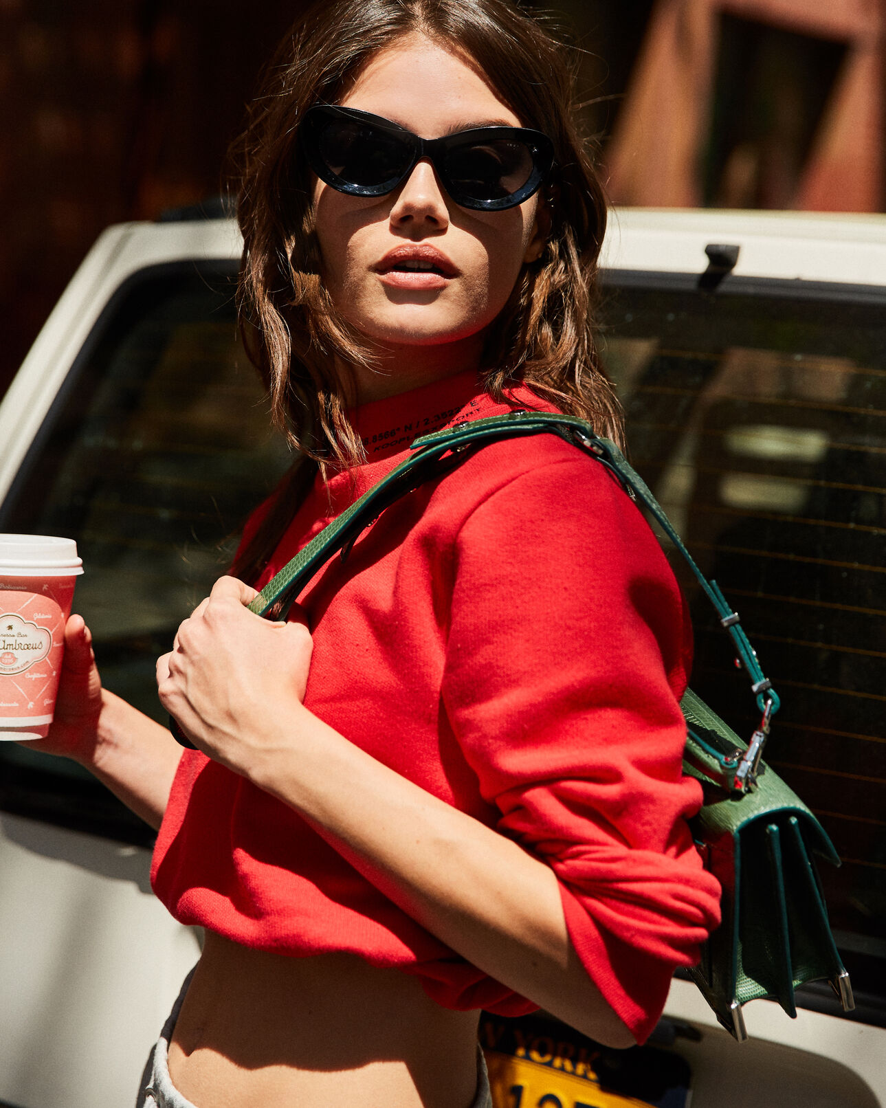 The Kooples WOMEN RED lacy short red sweatshirt