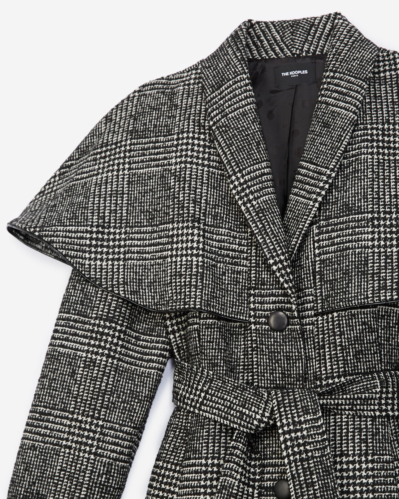 The Kooples FEMME BLACK WHITE manteau laine bicolore façon cape