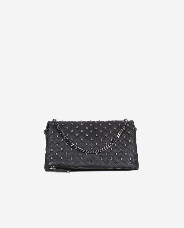 bolso mano pequeño piel negro calaveras