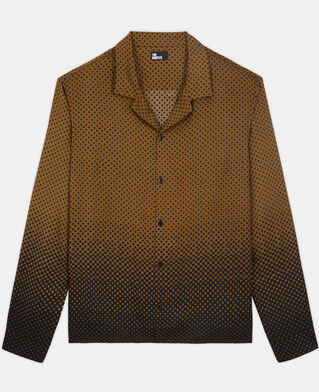 The Kooples H KAKI BLACK printed hawaiian collar shirt