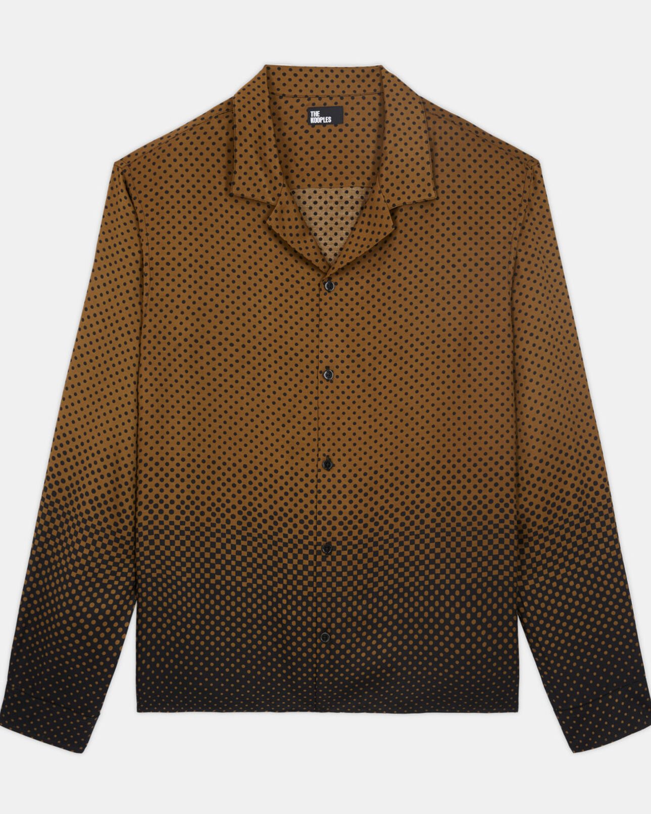 The Kooples HOMME KAKI BLACK chemise col hawaïen imprimée