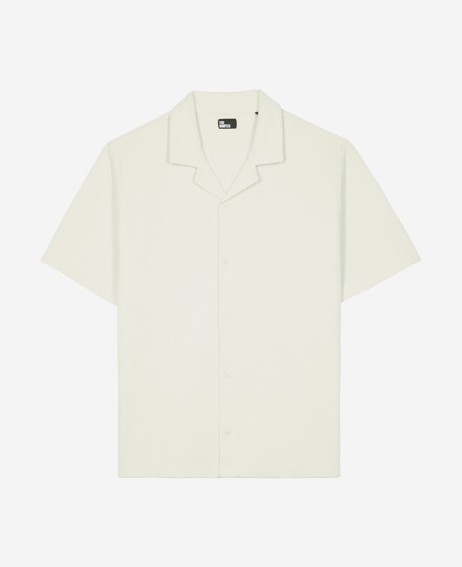 The Kooples H ECRU ecru honeycomb short-sleeve shirt