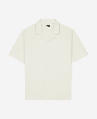 The Kooples H ECRU ecru honeycomb short-sleeve shirt