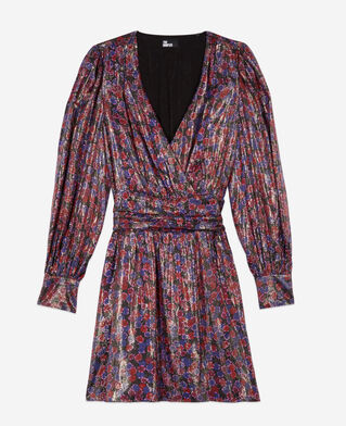 The Kooples DAMEN BLUE RED schwarzes, kurzes kleid mit metallic-schimmer