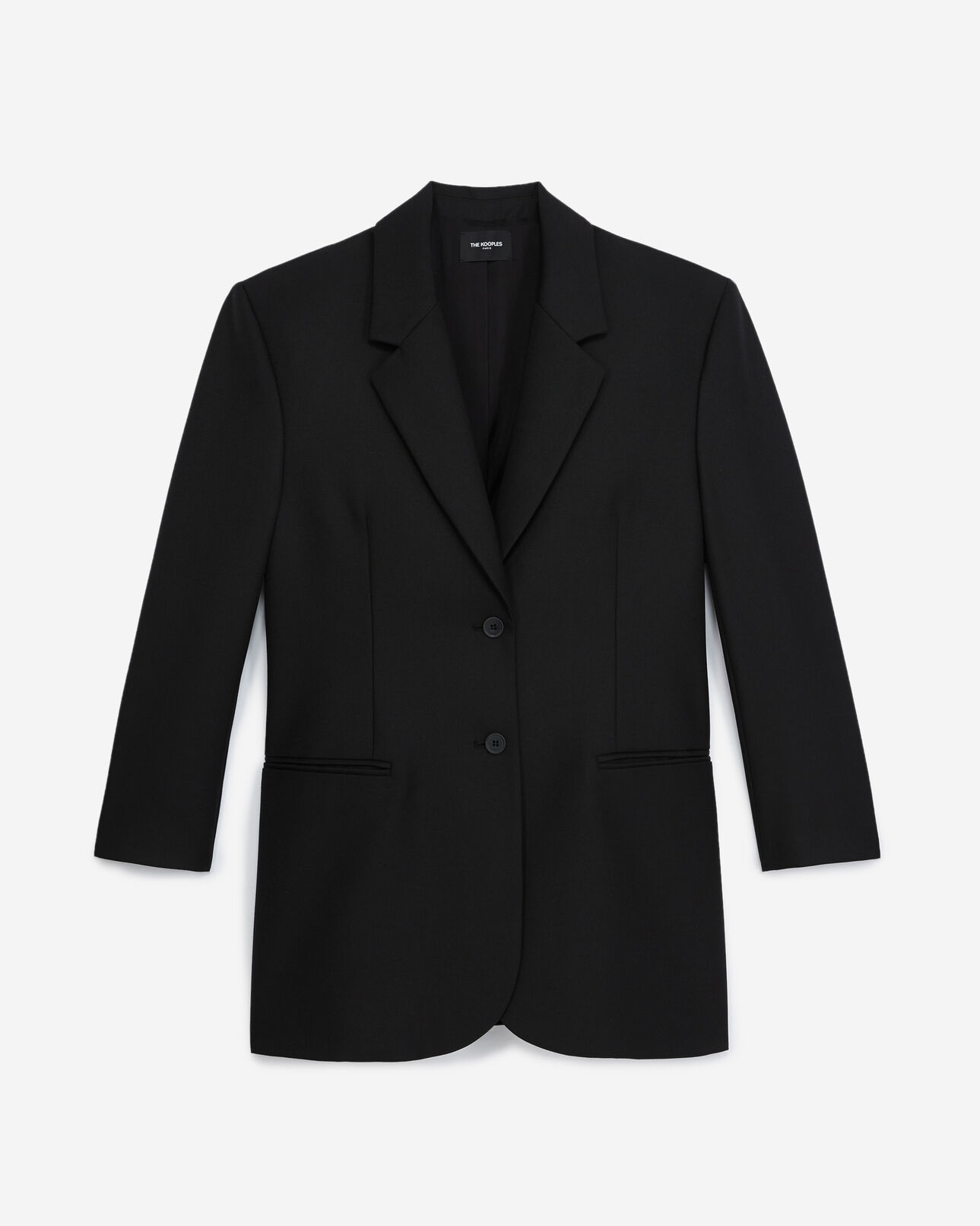 The Kooples WOMEN BLACK oversized black wool jacket w/three buttons