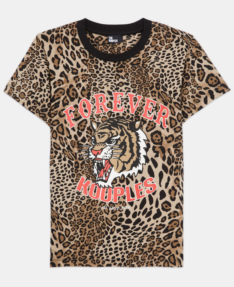 t-shirt en coton léopard