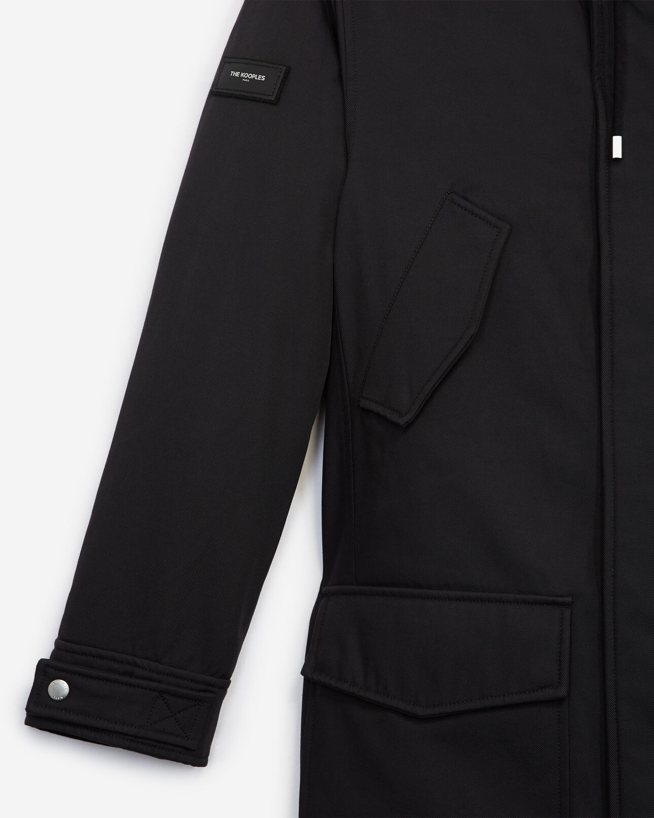 The Kooples HOMME BLACK parka longue noire à capuche polaire