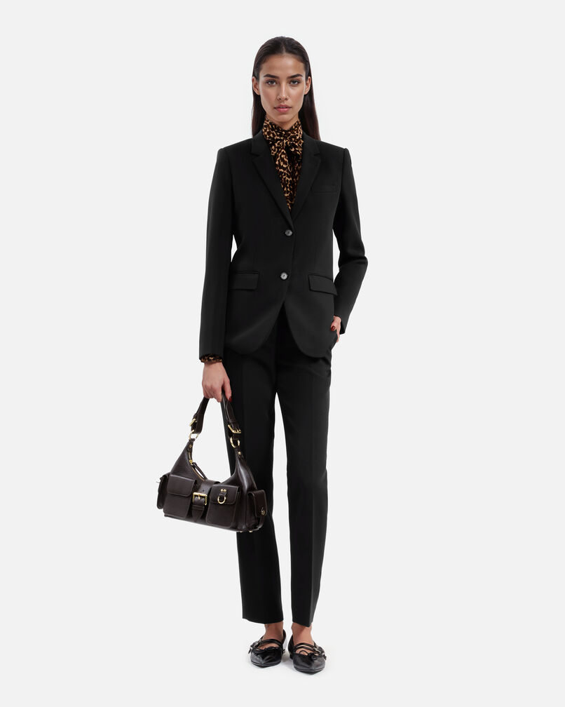 The Kooples FEMME BLACK veste tailleur en crêpe noire coupe structurée