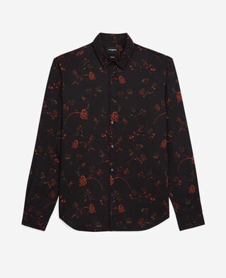 The Kooples H BLACK - RED flowing printed shirt black floral print