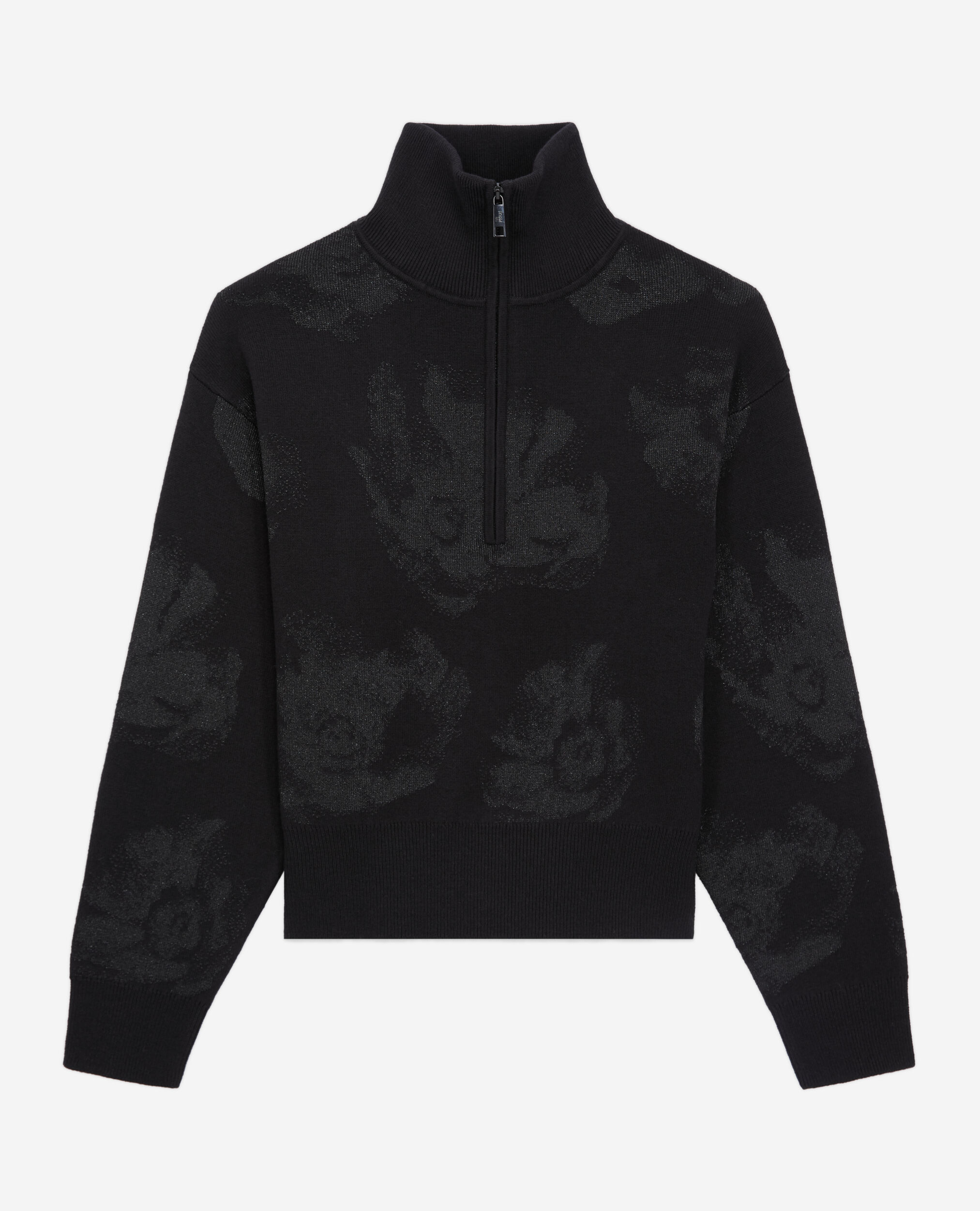 Black wool-blend sweater with lurex patterns, BLACK/BLACK, hi-res image number null