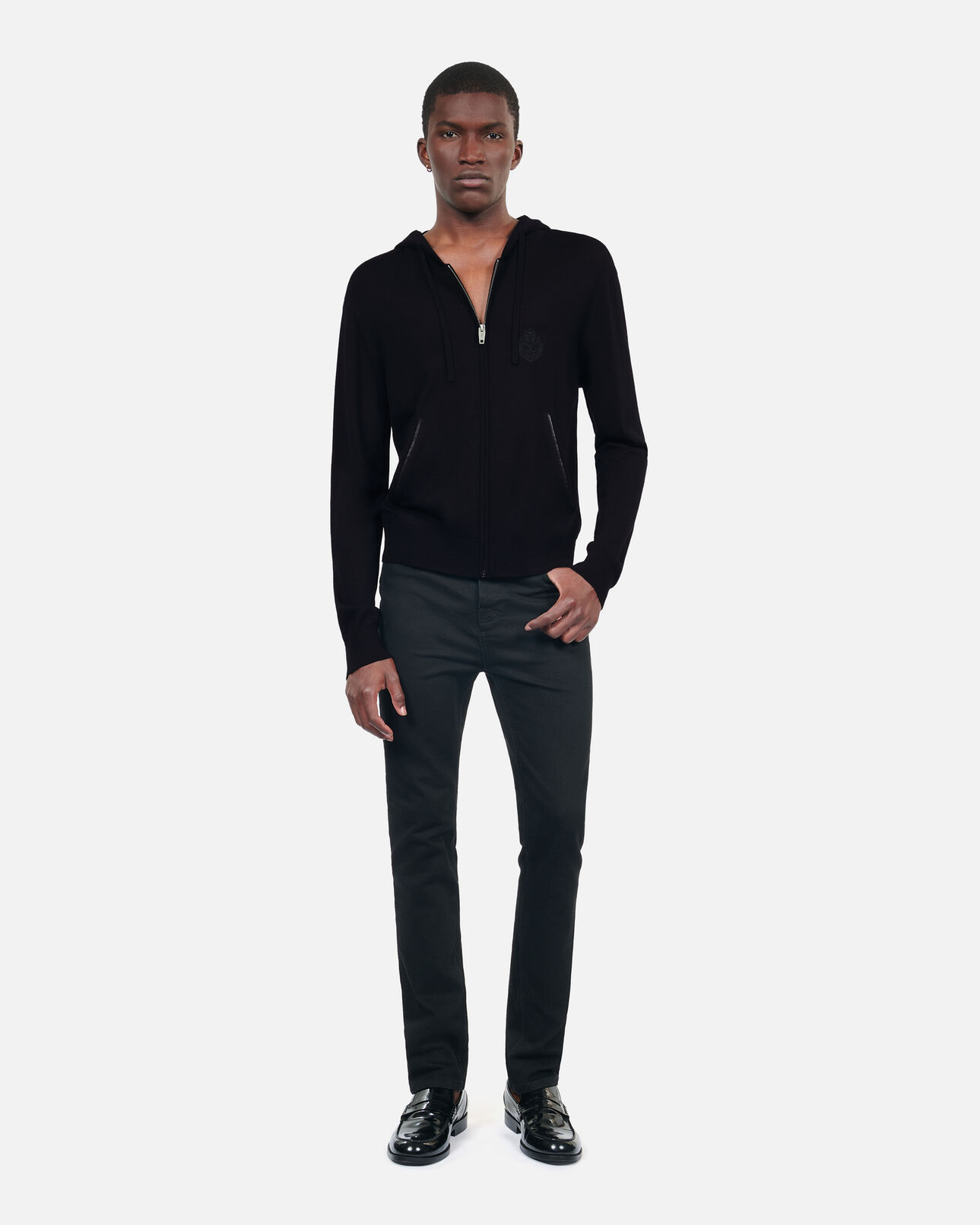 The Kooples MEN BLACK black wool hooded cardigan