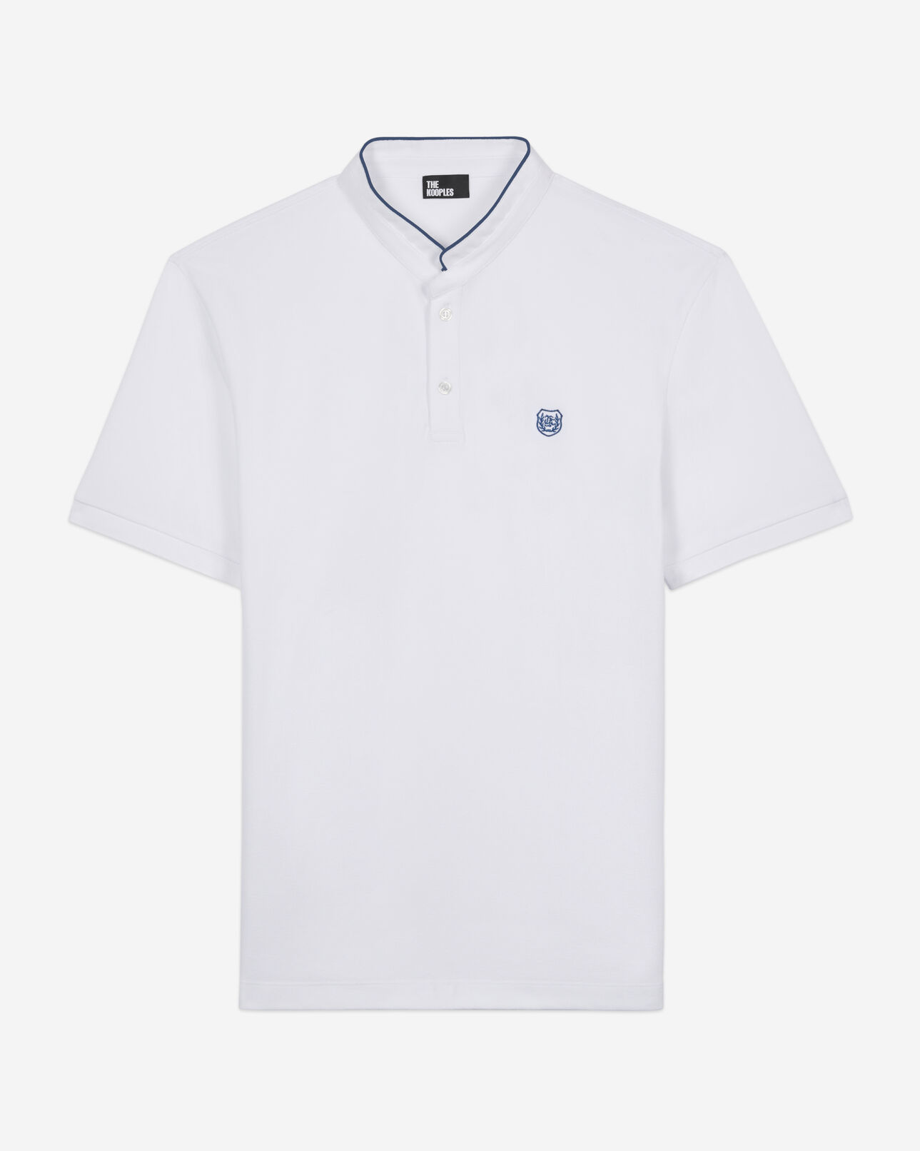 The Kooples MEN WHITE / BLUE white pique cotton polo t-shirt