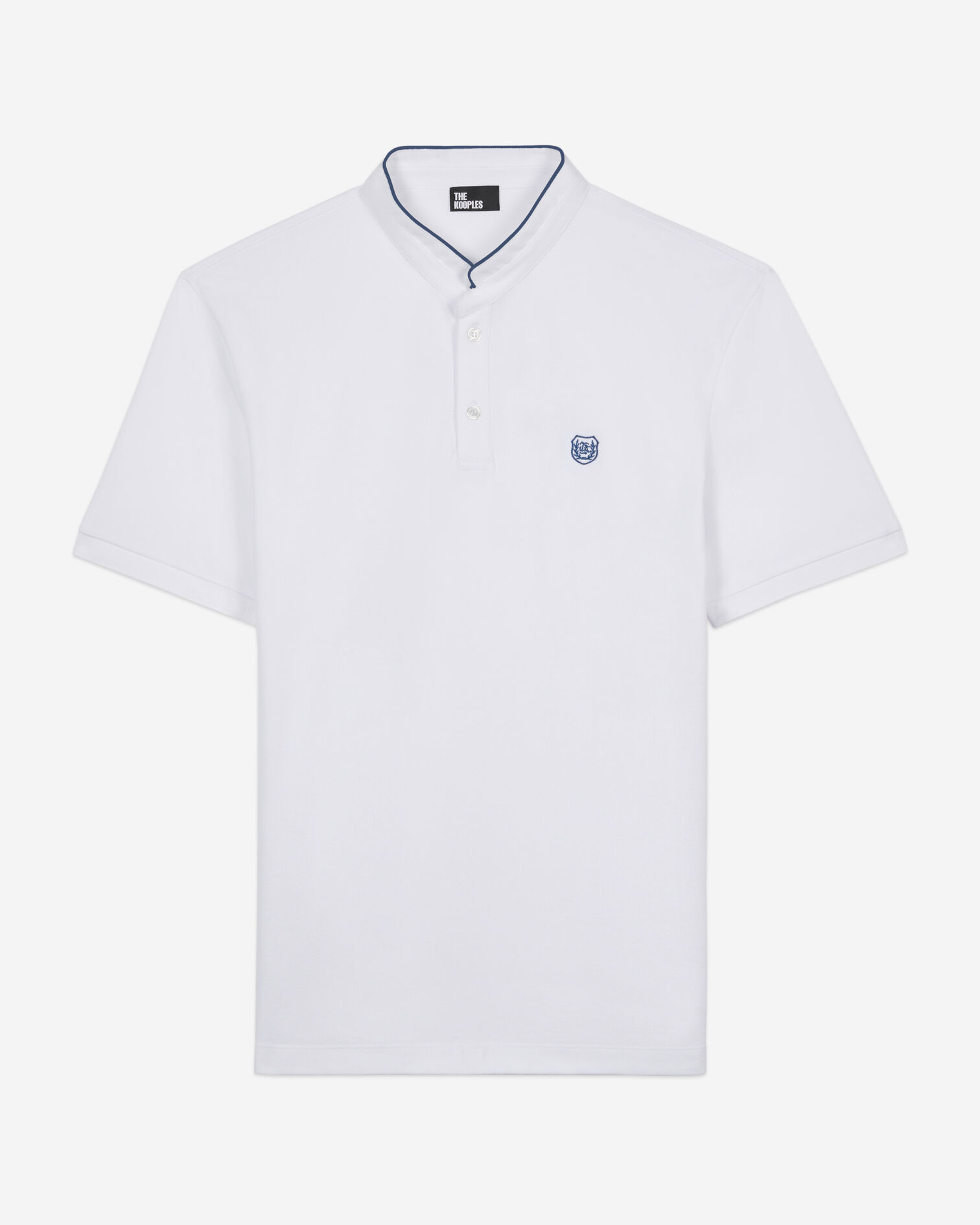 White pique cotton polo t-shirt, WHITE / BLUE, hi-res image number null