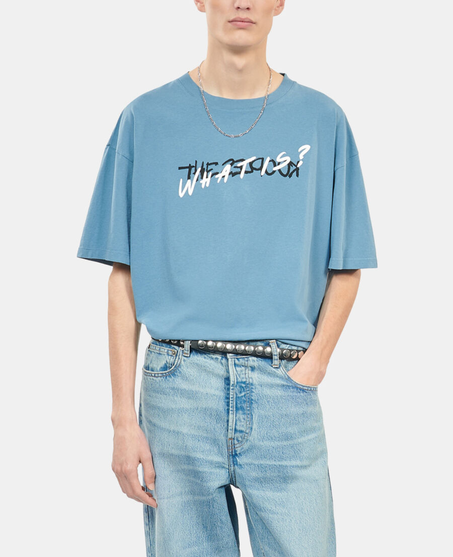 The Kooples H STONE BLUE light blue what is handwritten serigraphy t-shirt