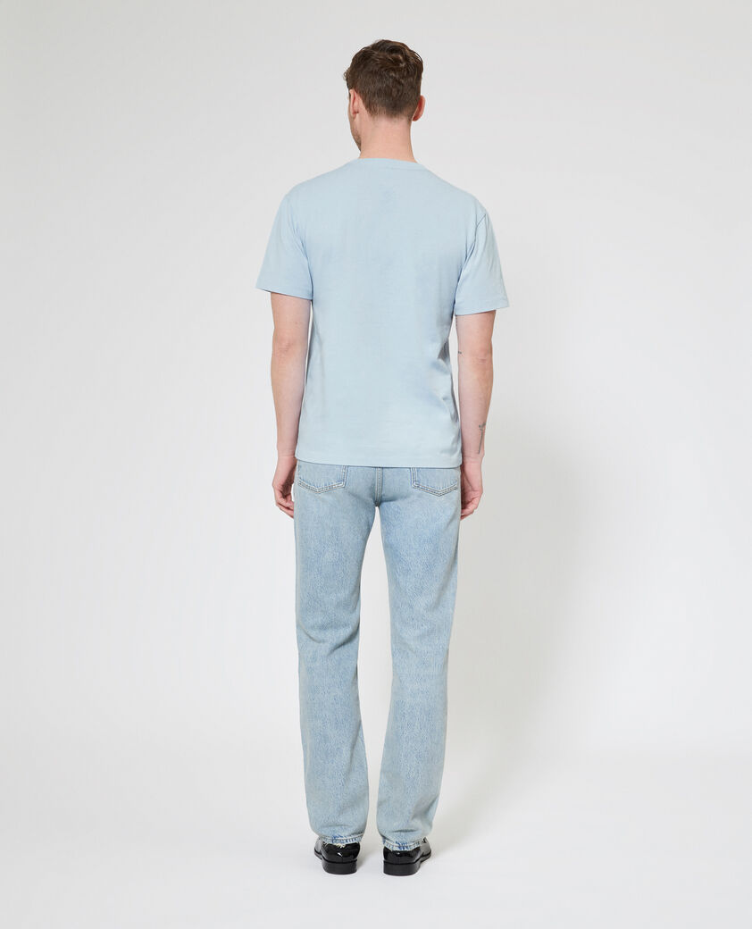 The Kooples HOMME LIGHT BLUE t-shirt avec logo d&eacute;tour&eacute; bleu