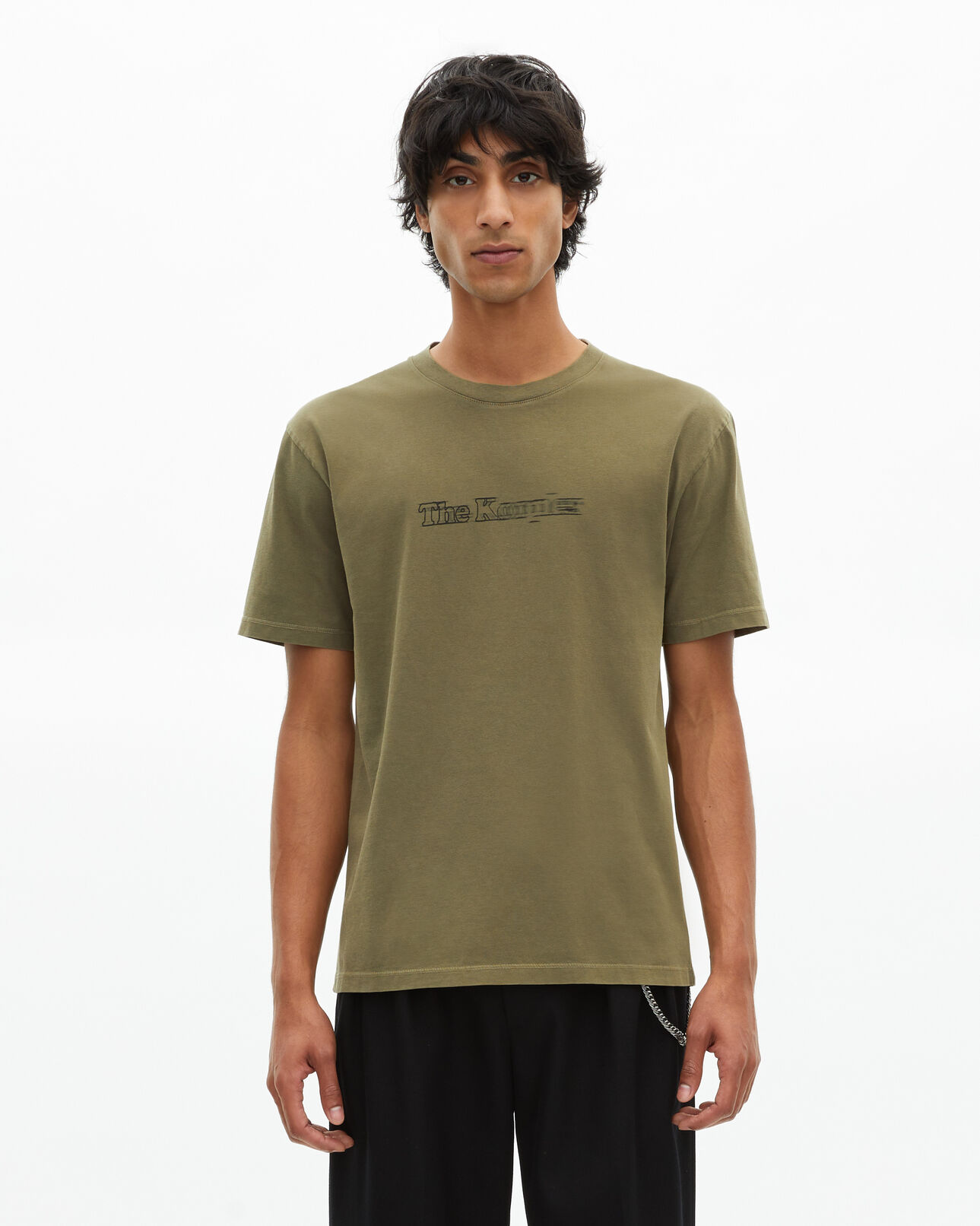The Kooples MEN KAKI t-shirt with vintage khaki effect logo