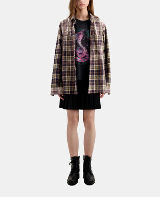 The Kooples F BLACK / PINK women's black t-shirt with cobra serigraphy