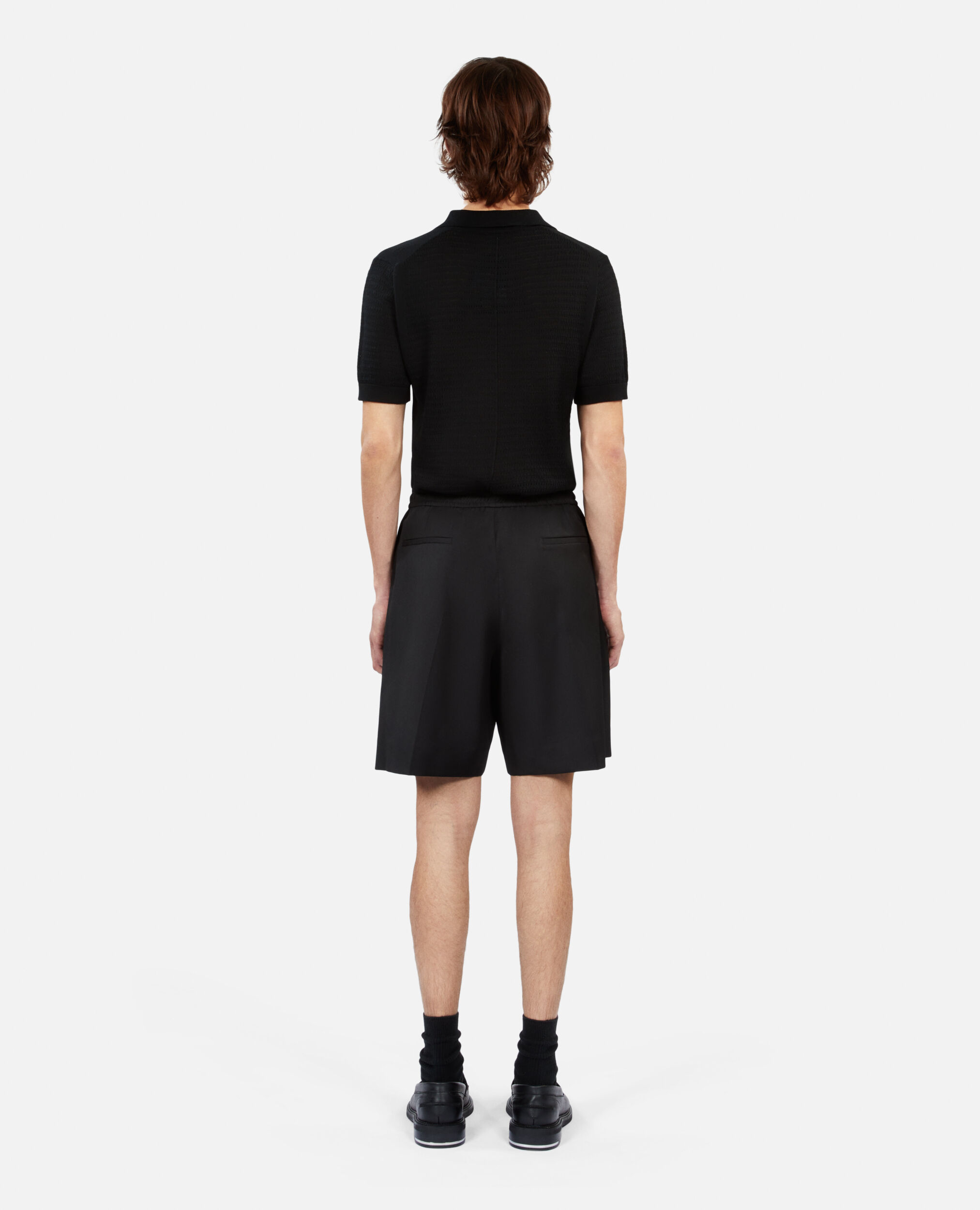Black wool bermuda shorts, BLACK, hi-res image number null