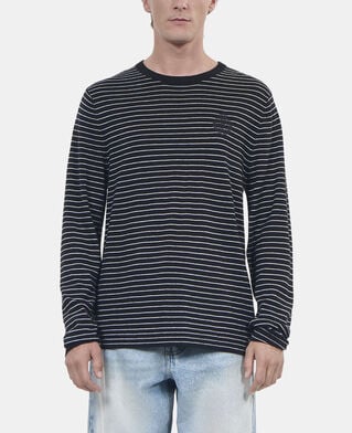 The Kooples HOMME BLACK / WHITE pull en laine &agrave; rayures