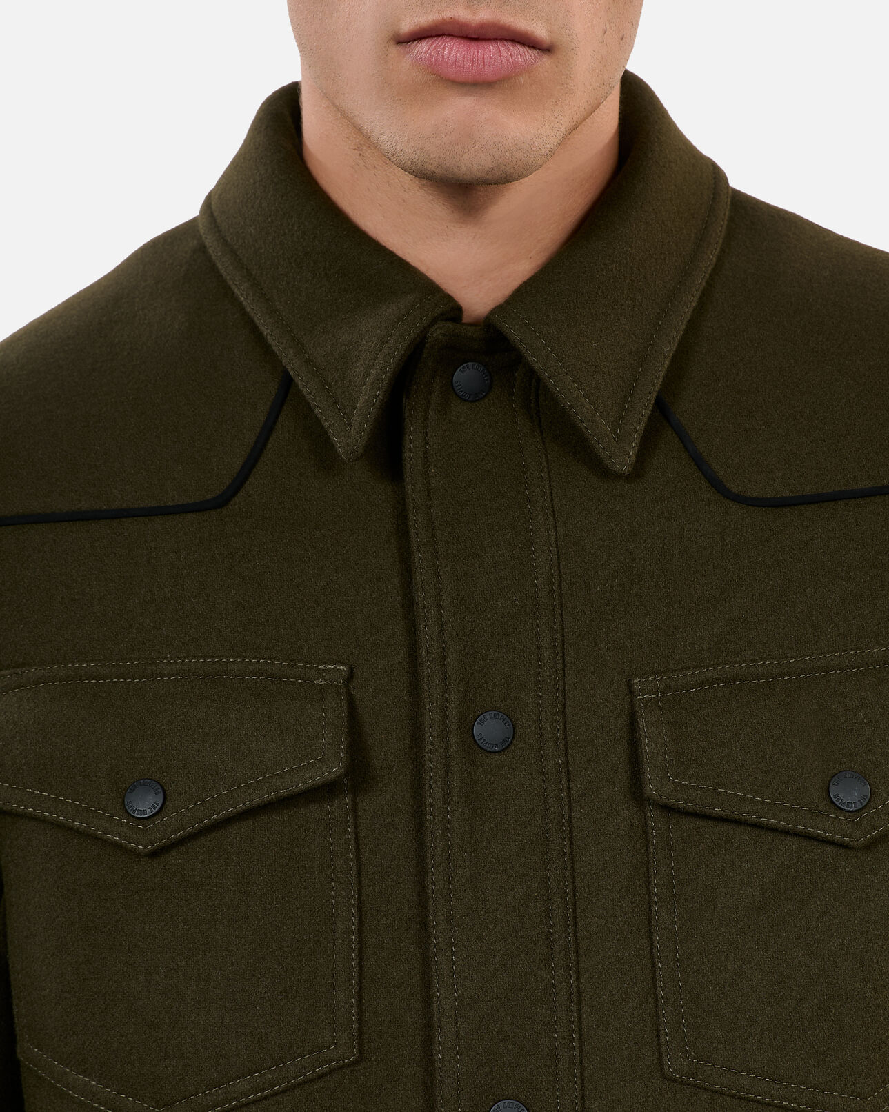 The Kooples HERREN KAKI khakifarbenes jackenhemd
