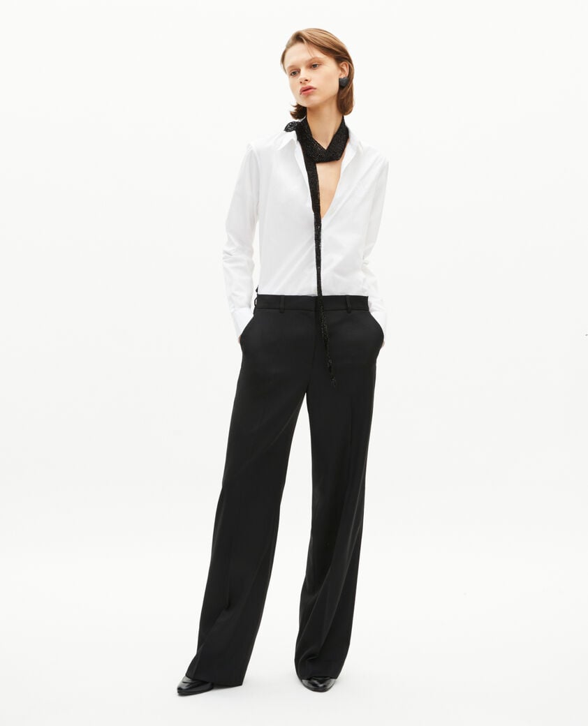 The Kooples MUJER BLACK pantal&oacute;n ancho lana negro