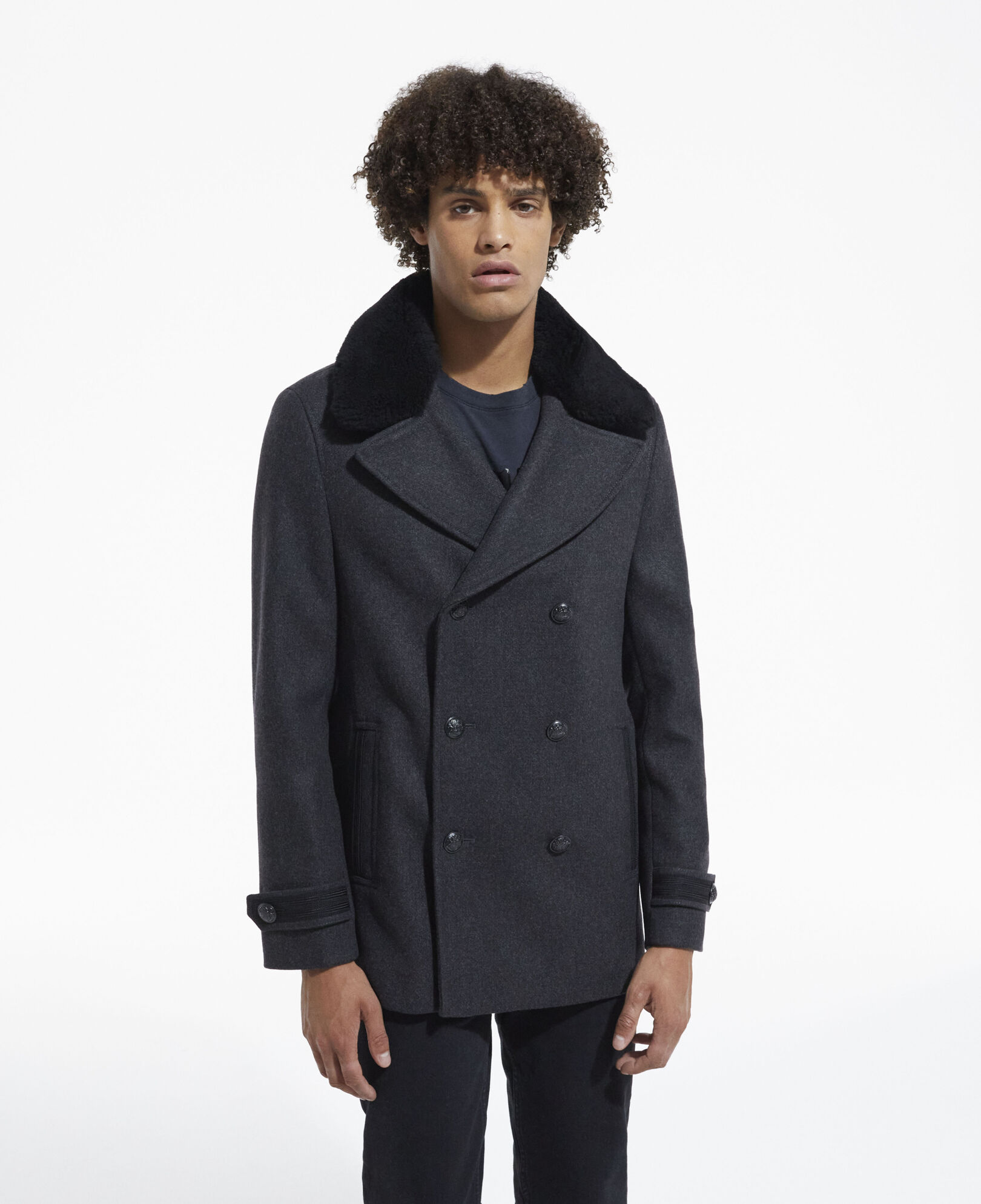 The Kooples HOMME DARK GREY manteau en laine gris